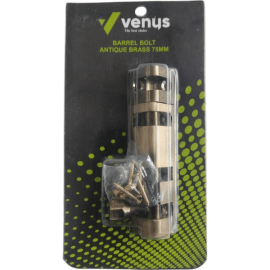 VENUS BARREL BOLT ANTIQUE BRASS 75MM