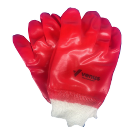 VENUS GLOVES PVC RED 26CM KNIT WRIST