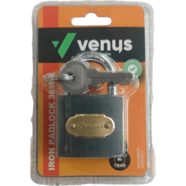 VENUS PADLOCK IRON -38MM-BRASS CYLINDER