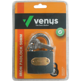 VENUS PADLOCK IRON -50MM-BRASS CYLINDER